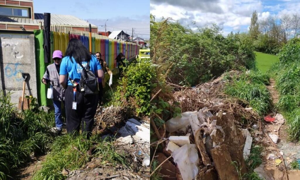 Junto a comunidad escolar, voluntarios realizan limpieza de microbasural en Osorno