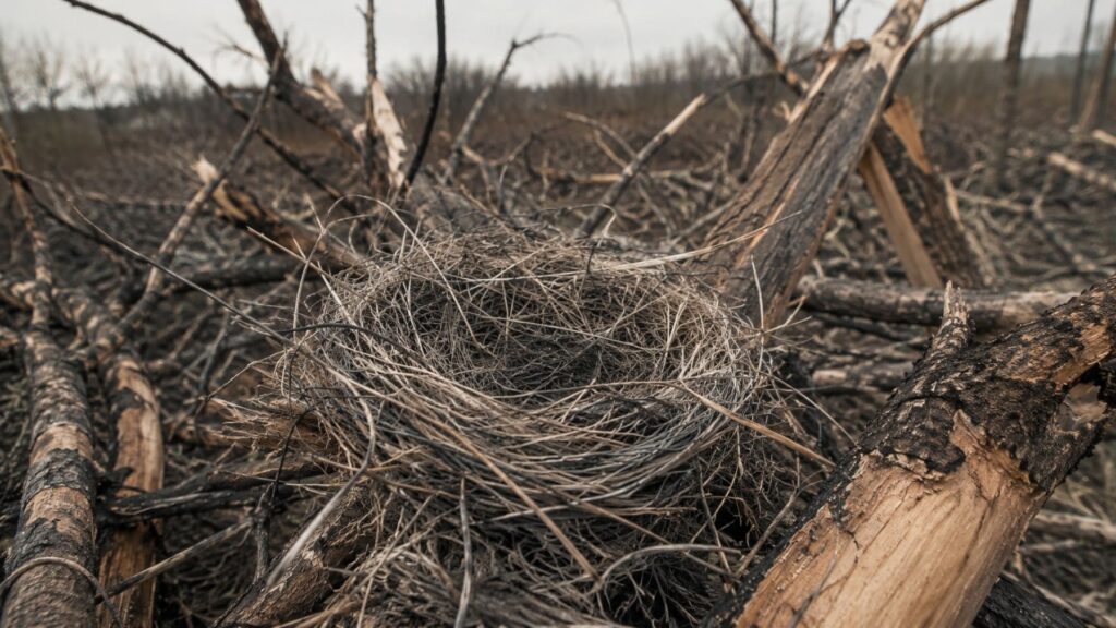 Suena cruel pero las aves ucranianas están aprovechando los desperdicios de la guerra para fabricar nidos con cables de fibra ópticas de drones